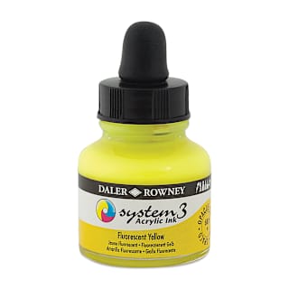 Daler-Rowney System3 Acrylic Ink - Fluorescent Yellow, 1 oz
