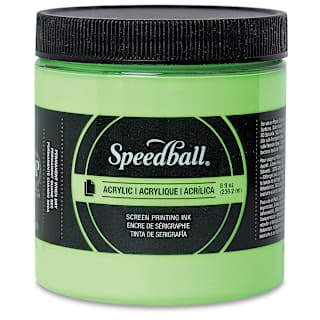Speedball Permanent Acrylic Screen Printing Ink - Fluorescent Lime Green, 8 oz
