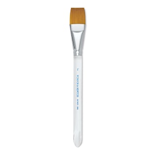 Winsor & Newton Series 995 Flat Wash Brush - Golden Taklon, Short Handle, 1"