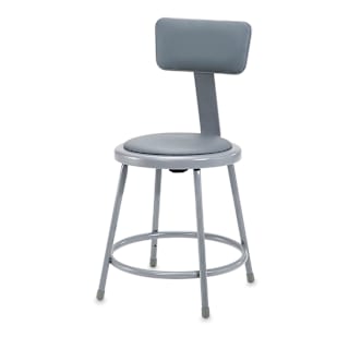 National Public Seating Corp. Padded Stool with Backrest - 18", Gray