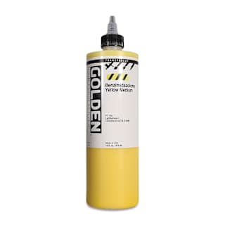 Golden High Flow Acrylics - Transparent Benzimidazolone Yellow Medium, 16 oz bottle