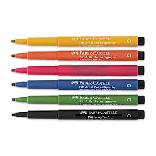 Faber-Castell Pitt Calligraphy Pen Set - Set of 6, Assorted Colors