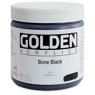 Golden Heavy Body Artist Acrylics - Bone Black, 16 oz Jar