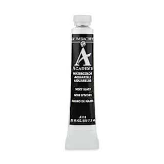Grumbacher Academy Watercolor - Ivory Black, 7.5 ml tube