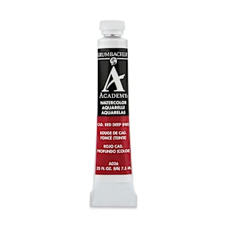 Grumbacher Academy Watercolor - Cadmium Red Deep Hue, 7.5 ml tube