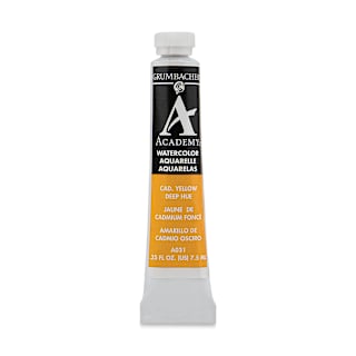 Grumbacher Academy Watercolor - Cadmium Yellow Deep Hue, 7.5 ml tube