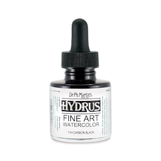 Dr. Ph. Martin's Hydrus Fine Art Liquid Watercolors - Carbon Black, 1 oz bottle