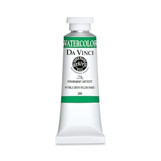 Da Vinci Artists' Permanent Watercolor - Phthalo Green (Yellow Shade), 37 ml tube