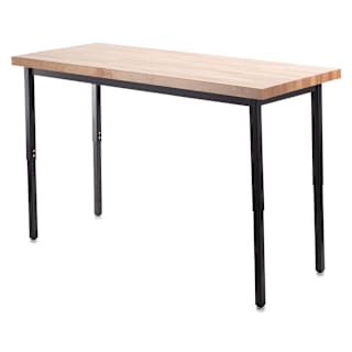 National Public Seating Adjustable Height Utility Table - Butcher Block, 30" x 60"