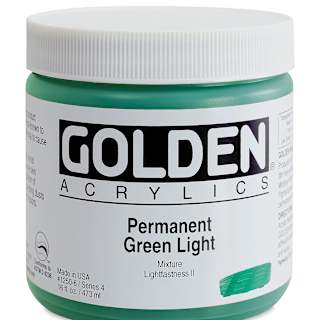 Golden Heavy Body Artist Acrylics - Permanent Green Light, 16 oz Jar