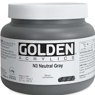 Golden Heavy Body Artist Acrylics - Neutral Gray N3, 32 oz Jar