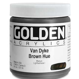 Golden Heavy Body Artist Acrylics - Van Dyke Brown Hue, 8 oz Jar