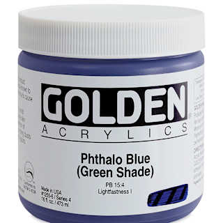 Golden Heavy Body Artist Acrylics - Phthalo Blue (Green Shade), 16 oz Jar