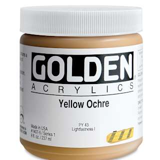 Golden Heavy Body Artist Acrylics - Yellow Ochre, 8 oz Jar