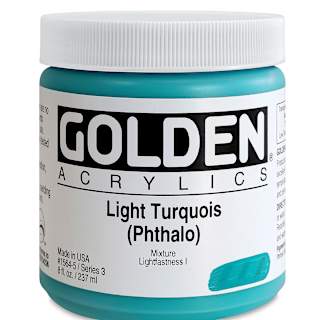 Golden Heavy Body Artist Acrylics - Light Turquoise (Phthalo), 8 oz Jar