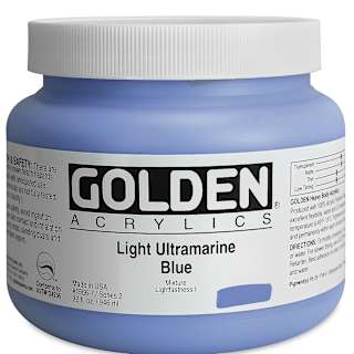 Golden Heavy Body Artist Acrylics - Light Ultramarine Blue, 32 oz Jar
