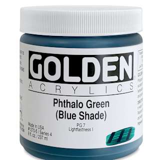 Golden Heavy Body Artist Acrylics - Phthalo Green (Blue Shade), 8 oz Jar