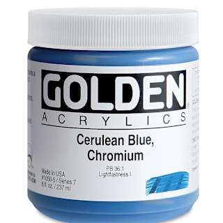 Golden Heavy Body Artist Acrylics - Cerulean Blue Chromium, 8 oz Jar