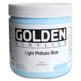 Golden Heavy Body Artist Acrylics - Light Phthalo Blue, 16 oz
