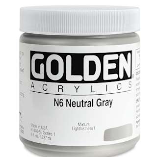 Golden Heavy Body Artist Acrylics - Neutral Gray N6, 8 oz Jar