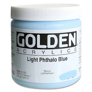 Golden Heavy Body Artist Acrylics - Light Phthalo Blue, 8 oz
