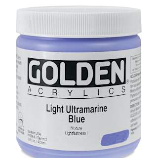 Golden Heavy Body Artist Acrylics - Light Ultramarine Blue, 16 oz Jar