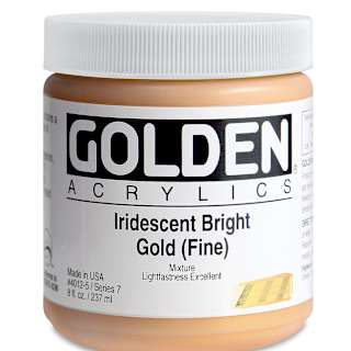 Golden Heavy Body Artist Acrylics - Iridescent Bright Gold (Fine)(65), 8 oz Jar