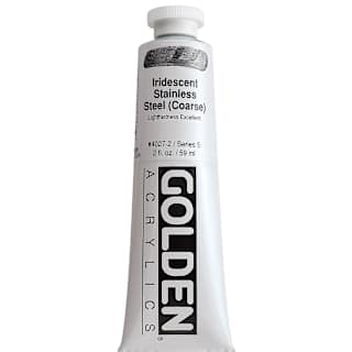 Golden Heavy Body Artist Acrylics - Iridescent Stainless Steel (Coarse), 2 oz Tube