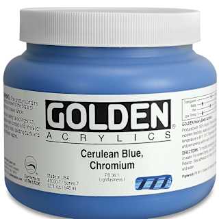 Golden Heavy Body Artist Acrylics - Cerulean Blue Chromium, 32 oz Jar