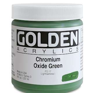 Golden Heavy Body Artist Acrylics - Chromium Oxide Green, 8 oz Jar