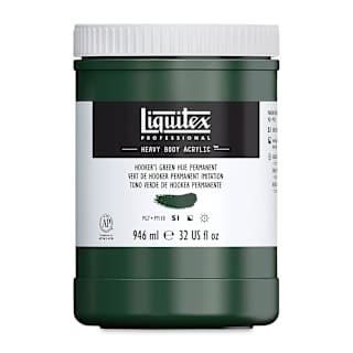 Liquitex Heavy Body Artist Acrylics - Hooker's Green Hue Permanent, 32 oz Jar