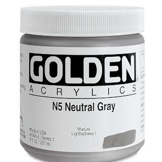 Golden Heavy Body Artist Acrylics - Neutral Gray N5, 8 oz Jar