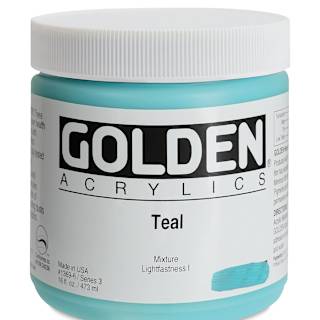 Golden Heavy Body Artist Acrylics - Teal, 16 oz Jar