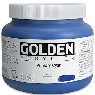 Golden Heavy Body Artist Acrylics - Primary Cyan, 32 oz Jar