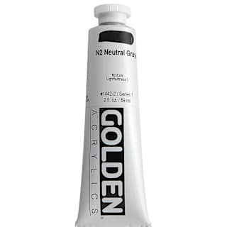 Golden Heavy Body Acrylic Paint - Neutral Gray N2, 2 oz tube