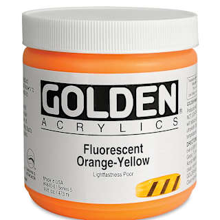 Golden Heavy Body Artist Acrylics - Fluorescent Orange Yellow, 16 oz Jar