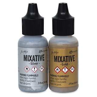 Ranger Tim Holtz Alcohol Ink Mixatives - Gold and Silver, Pkg of 2