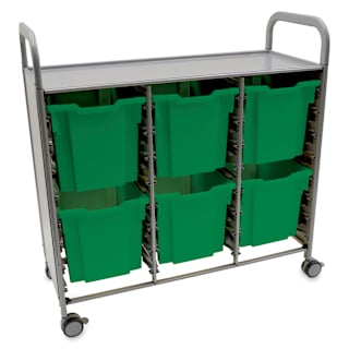Gratnells Callero Plus Cart - Treble Cart, 6 Jumbo F3 Trays, Grass Green