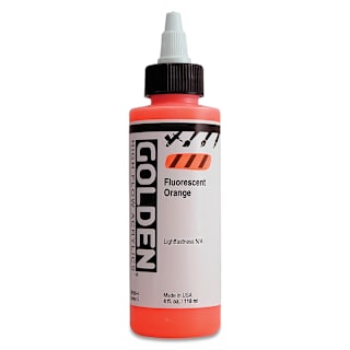 Golden High Flow Acrylics - Fluorescent Orange, 4 oz bottle