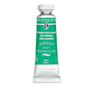 Grumbacher Finest Artists' Watercolor - Permanent Green, 14 ml tube