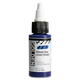 Golden High Flow Acrylics - Phthalo Blue (Green Shade), 1 oz bottle