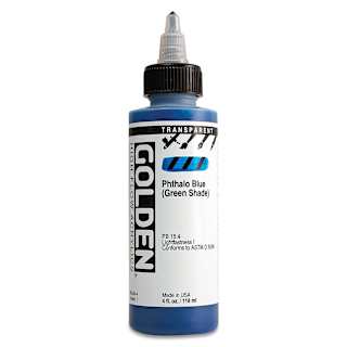 Golden High Flow Acrylics - Transparent Phthalo Blue (Green Shade), 4 oz bottle