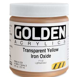 Golden Heavy Body Artist Acrylics - Transparent Yellow Iron Oxide, 8 oz Jar