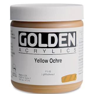 Golden Heavy Body Artist Acrylics - Yellow Ochre, 16 oz Jar