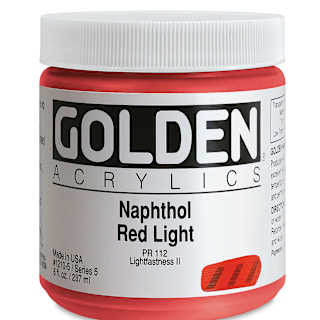 Golden Heavy Body Artist Acrylics - Naphthol Red Light, 8 oz Jar
