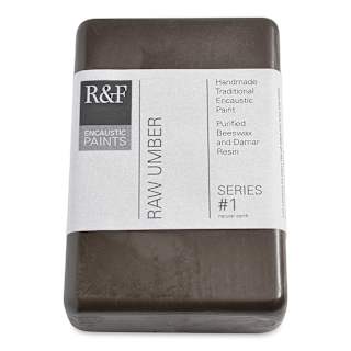 R&F Encaustic Paint Block - Raw Umber, 333 ml block