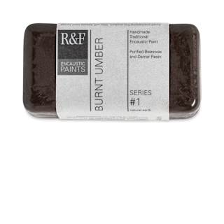 R&F Encaustic Paint Block - Burnt Umber, 40 ml block