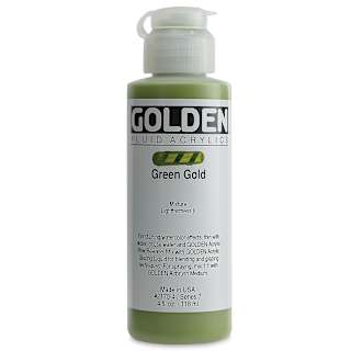 Golden Fluid Acrylics - Green Gold, 4 oz bottle
