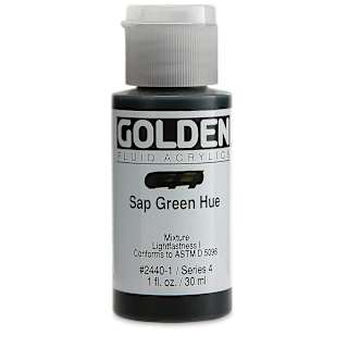 Golden Fluid Acrylics - Sap Green Historical Hue, 1 oz bottle