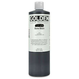 Golden Fluid Acrylics - Bone Black, 16 oz bottle
